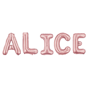 Palloncini nome alice, kit scritto con lettere rosa altezza 35cm