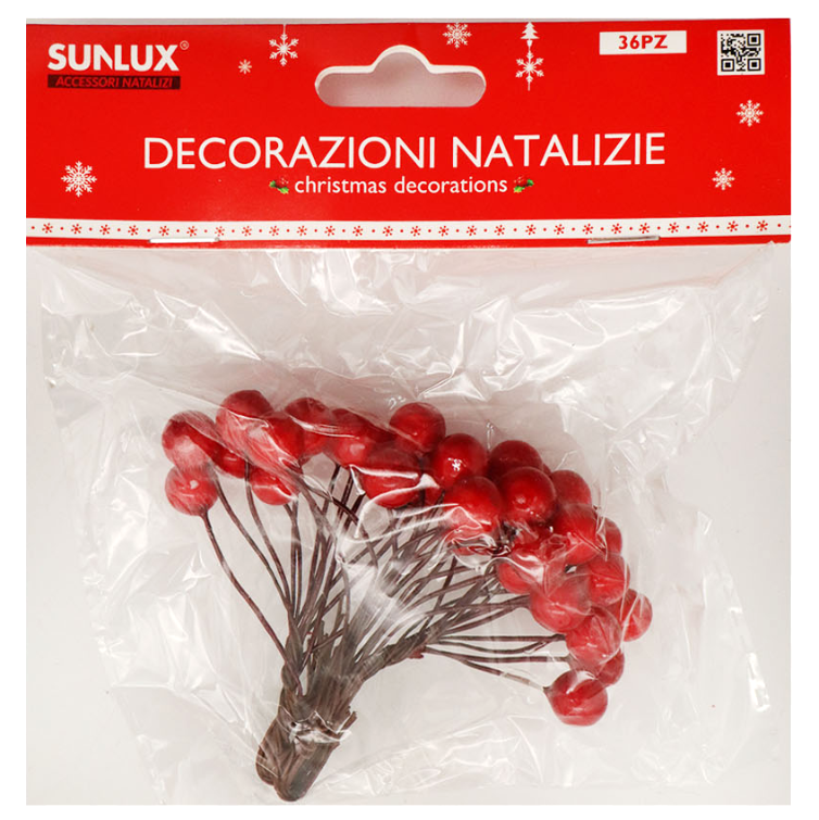 Decorazioni natalizie c/fil di ferro 36pz. 10cm