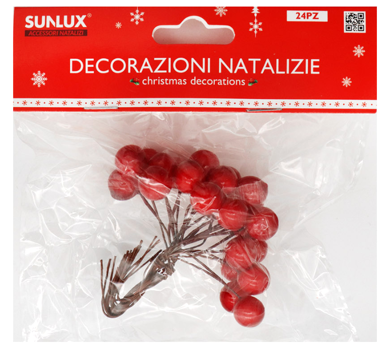 Decorazioni natalizie c/fil di ferro 24pz. 10cm