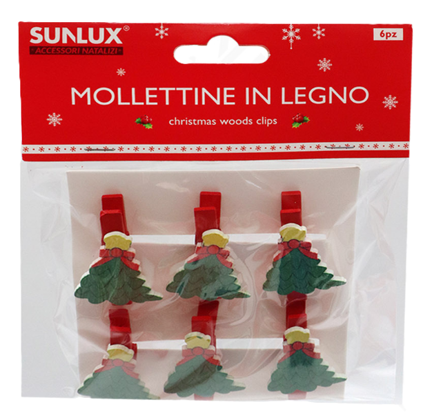 Mollettine Natalizie in legno 6pz.