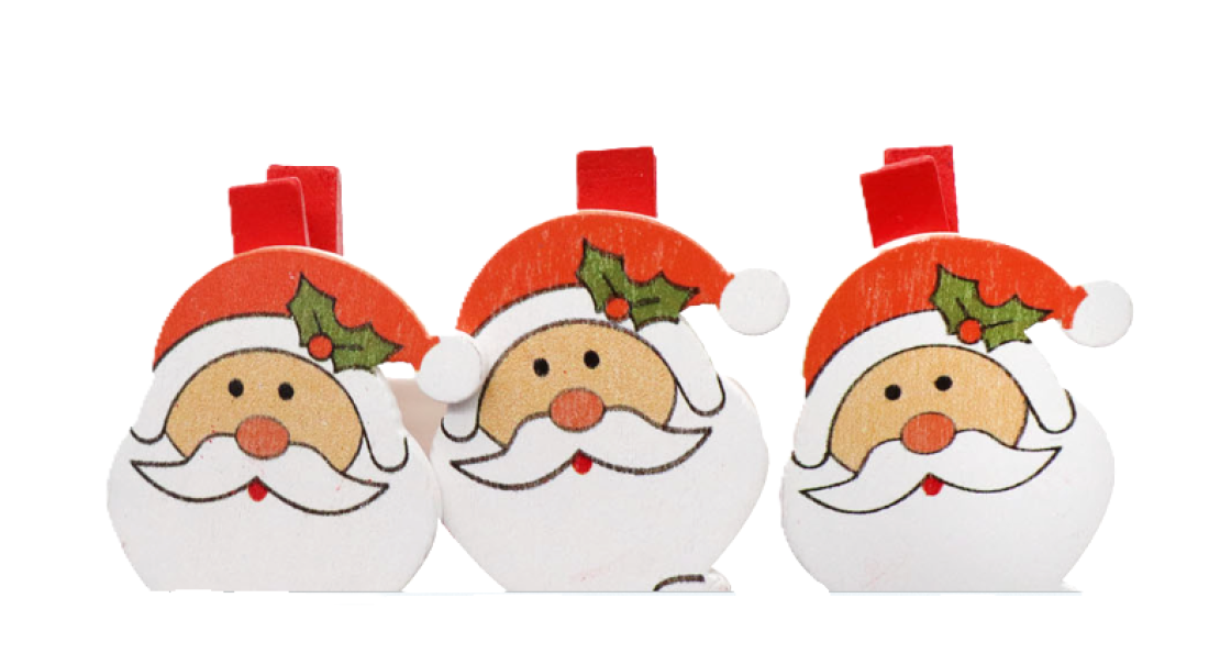 Mollettine di Legno Natalizie 6pz u2013 Design Babbo Natale, Perfette per Decorazioni, Biglietti e Regali