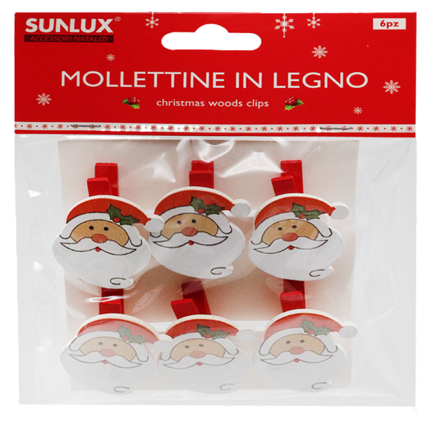 Mollettine Natalizie in legno 6pz.
