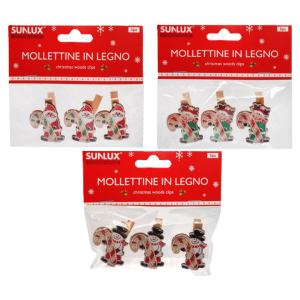 Mollettine natalizie in legno 9pz.