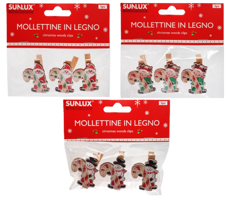 Mollettine Natalizie in legno 9pz.
