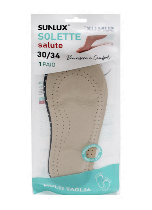 Solette unisex antibatteriche cuoio multi taglia 30-34 1 paio