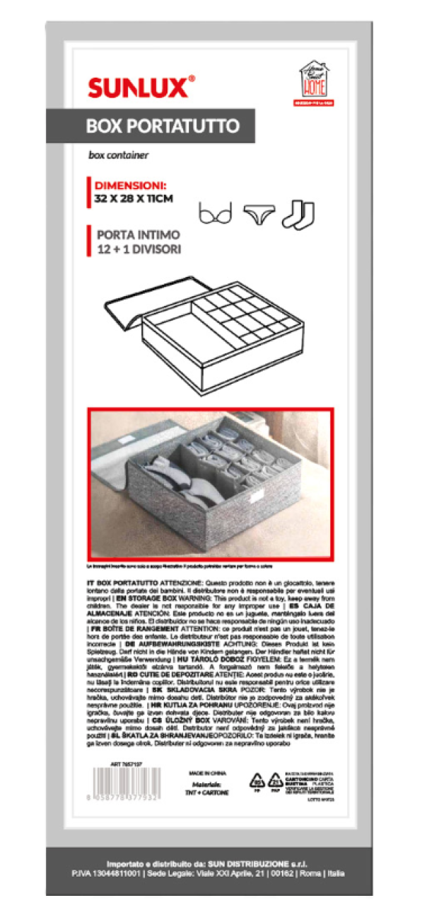 Organizer box portatutto intimo 13 div. 32x28x11cm