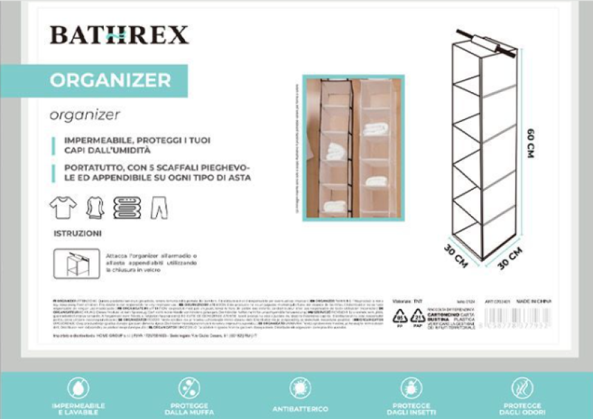 Organizer kids 3 piani 30x30x60cm 1pz