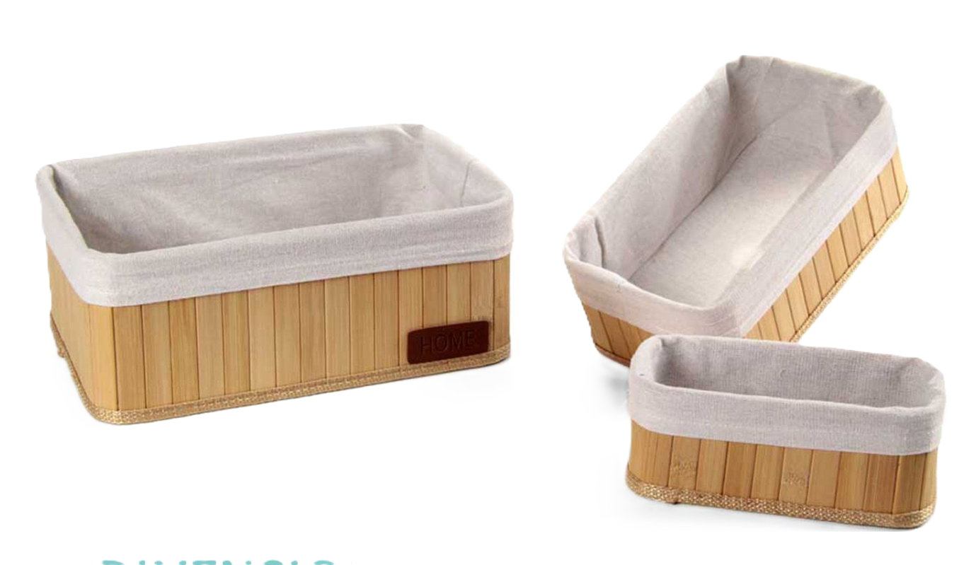 Set 3 cestini bamboo portatutto