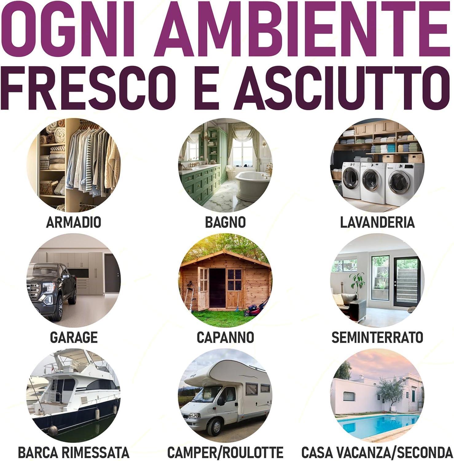 Set 3 Deumidificatore con Appendino 2 in 1 IRGE, Anti-Umiditu00e0 e Anti-Odore, Capacitu00e0 500 ml, Ideale per Armadi e Ambienti Domestici, Fragranza Lavanda