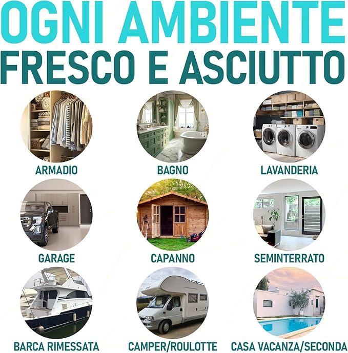 Set 3 Deumidificatore con Appendino 2 in 1 IRGE, Anti-Umiditu00e0 e Anti-Odore, Capacitu00e0 500 ml, Ideale per Armadi e Ambienti Domestici, Fragranza Muschio Bianco