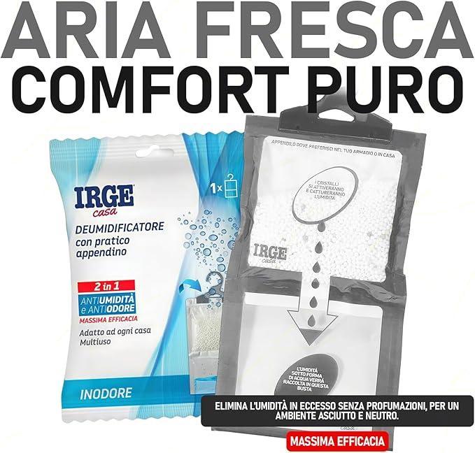 Set 3 Deumidificatore con Appendino 2 in 1 IRGE, Anti-Umiditu00e0 e Anti-Odore, Capacitu00e0 500 ml, Ideale per Armadi e Ambienti Domestici, Fragranza Inodore