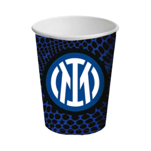 Bicchieri inter in carta 250ml, confezione da 8 pezzi, decorazione festa a tema inter