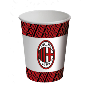 Bicchieri in carta milan 250ml, confezione da 8, decorazione festa a tema milan