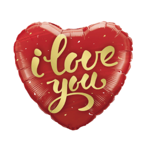 Palloncino a cuore rosso i love you 45cm oro