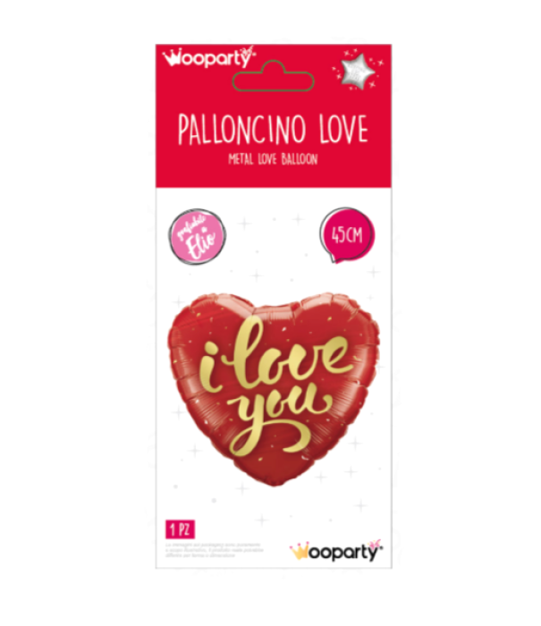 Palloncino a cuore rosso I Love You 45cm oro