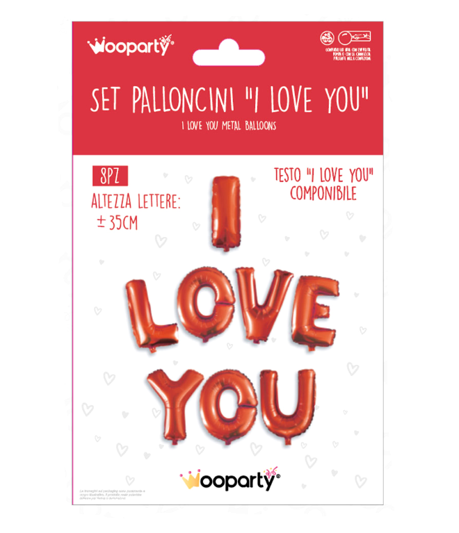 Palloncino I Love You rosso metal 35cm