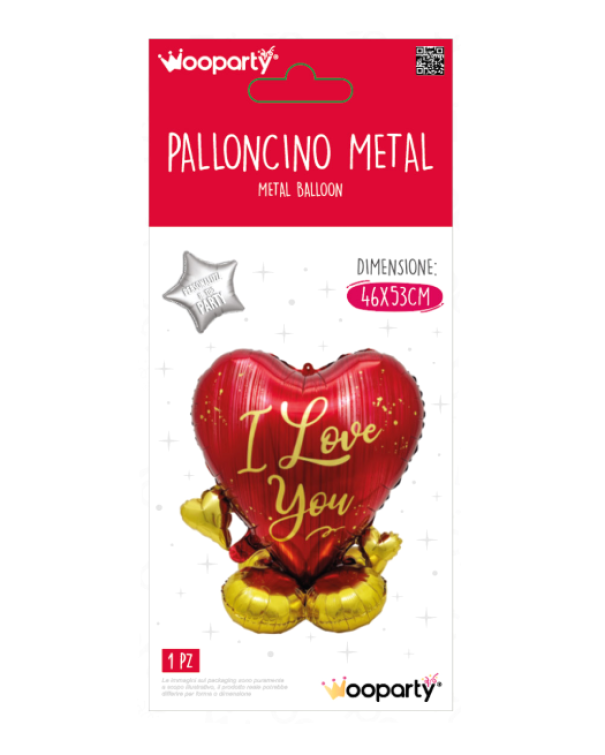 Palloncino a cuore Metal Love rosso 46x53cm