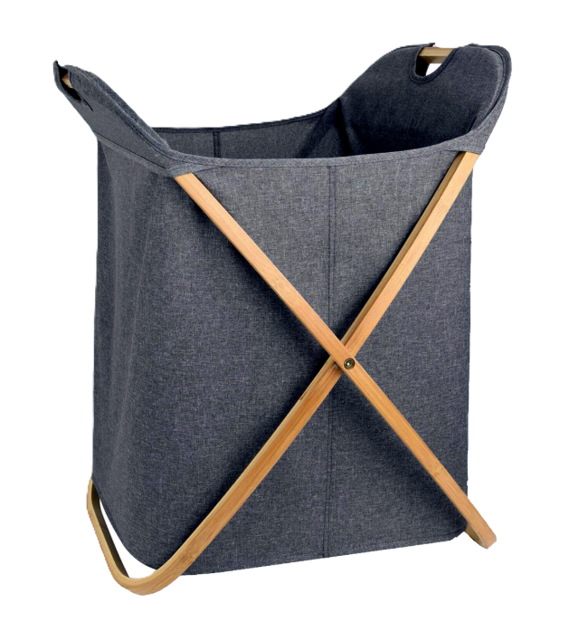 Organizer cesto in tessuto e legno bamboo 44x37x69cm