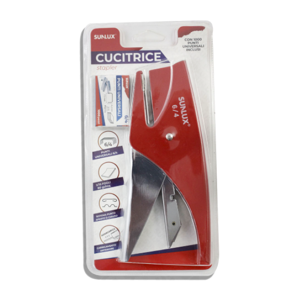Cucitrice Sunlux 6/4 rosso con 1000 punti universali inclusi