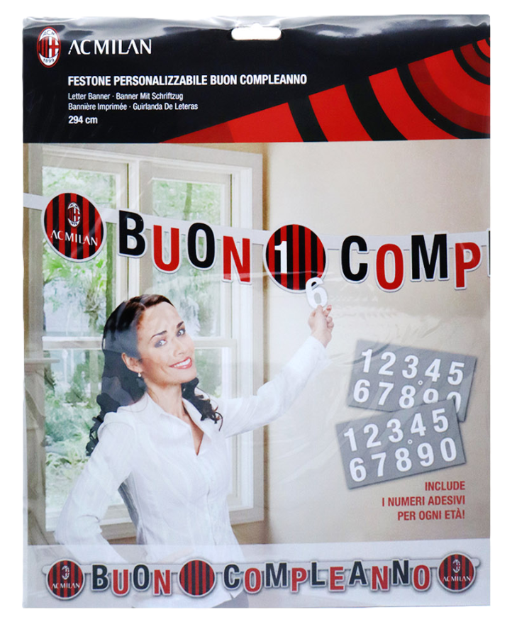 Festone compleanno Milan 294x20cm
