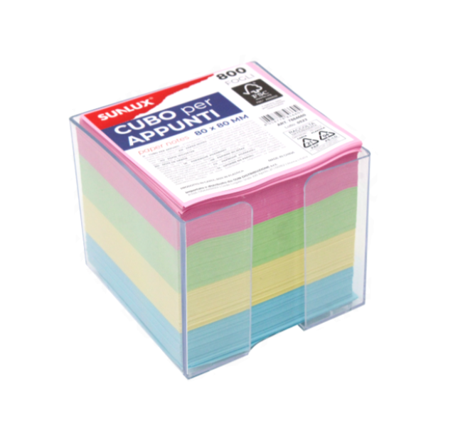 Cubo Appunti Sunlux 8x8 cm u2013 800 Fogli Multicolor, Blocco Note da Scrivania