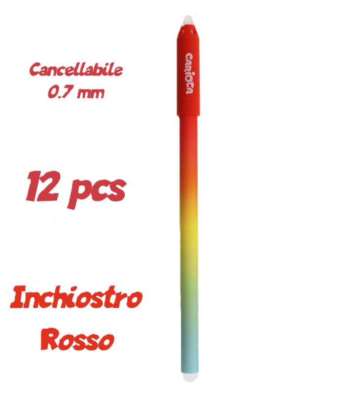 Penne Carioca Oops cancellabile colore rosso 0.7mm confezione da 12