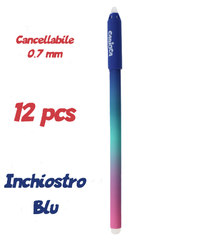 Penne Carioca Oops cancellabile colore blu 0.7mm confezione da 12