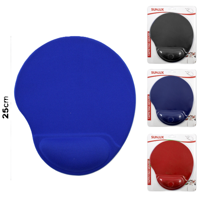 Tappetino mouse ergonomico colori assortiti 1 pezzo