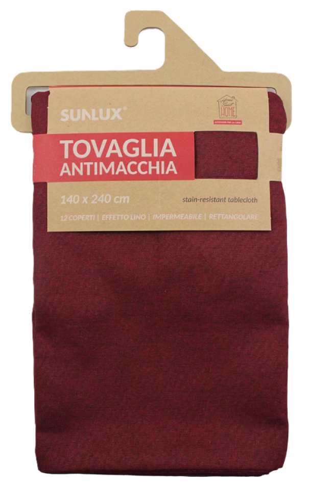 Tovaglia antimacchia 140x240cm bordeaux 12 coperti rettangolare