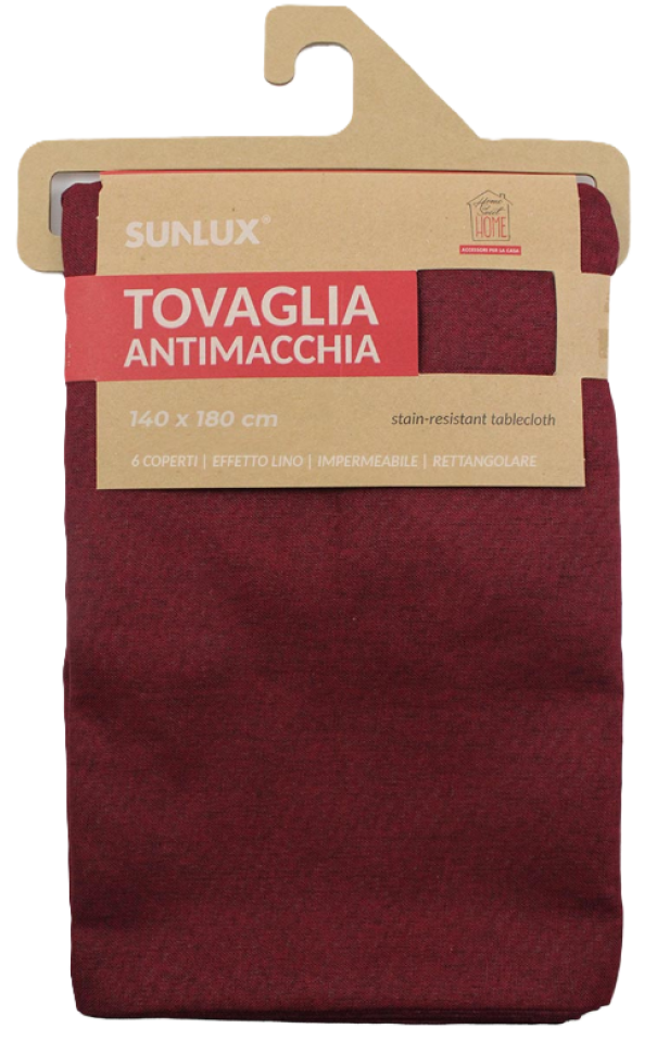 Tovaglia antimacchia 140x180cm bordeaux 6 coperti rettangolare