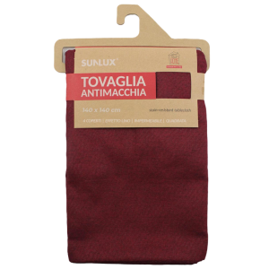 Tovaglia antimacchia 140x140cm bordeaux 4 coperti quadrata