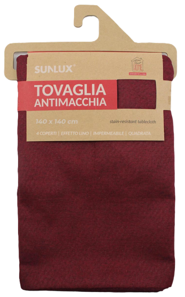 Tovaglia antimacchia 140x140cm bordeaux 4 coperti 