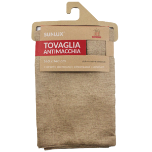 Tovaglia antimacchia beige 140x140cm quadrata 4 coperti