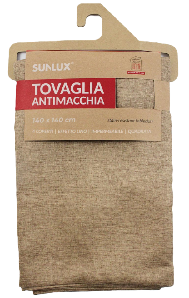 Tovaglia antimacchia beige 140x140cm quadrata 4 coperti
