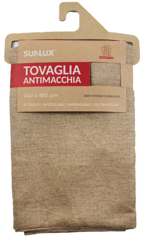 Tovaglia antimacchia beige 140x180cm rettangolare 6 coperti