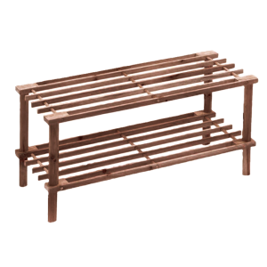 Scarpiera in legno scuro 2 ripiani 63x26x30cm