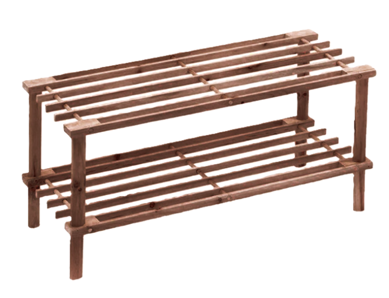 Scarpiera in legno scuro 2 ripiani 63x30x27cm