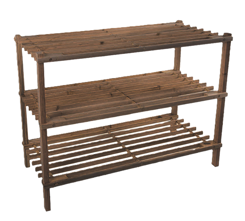 Scarpiera in legno scuro 3 ripiani 63x49x27cm