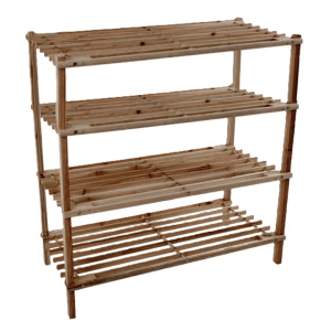 Scarpiera in legno scuro 4 ripiani 63x68x27cm