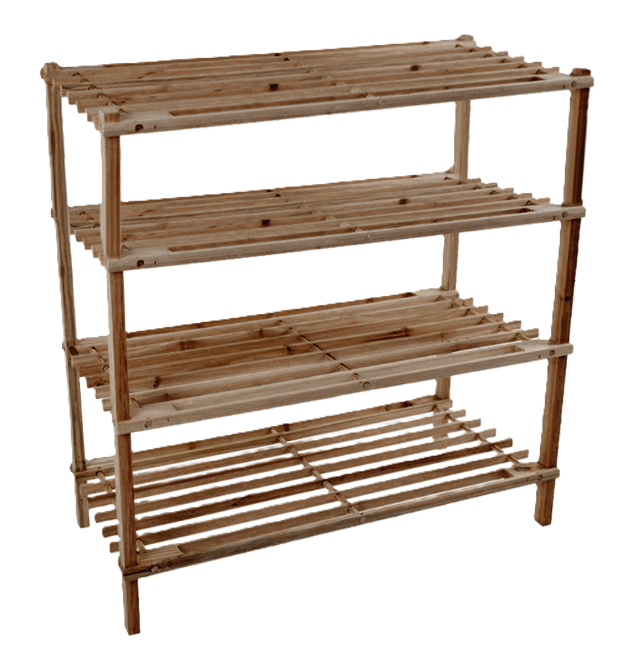 Scarpiera in legno scuro 4 ripiani 63x68x27cm