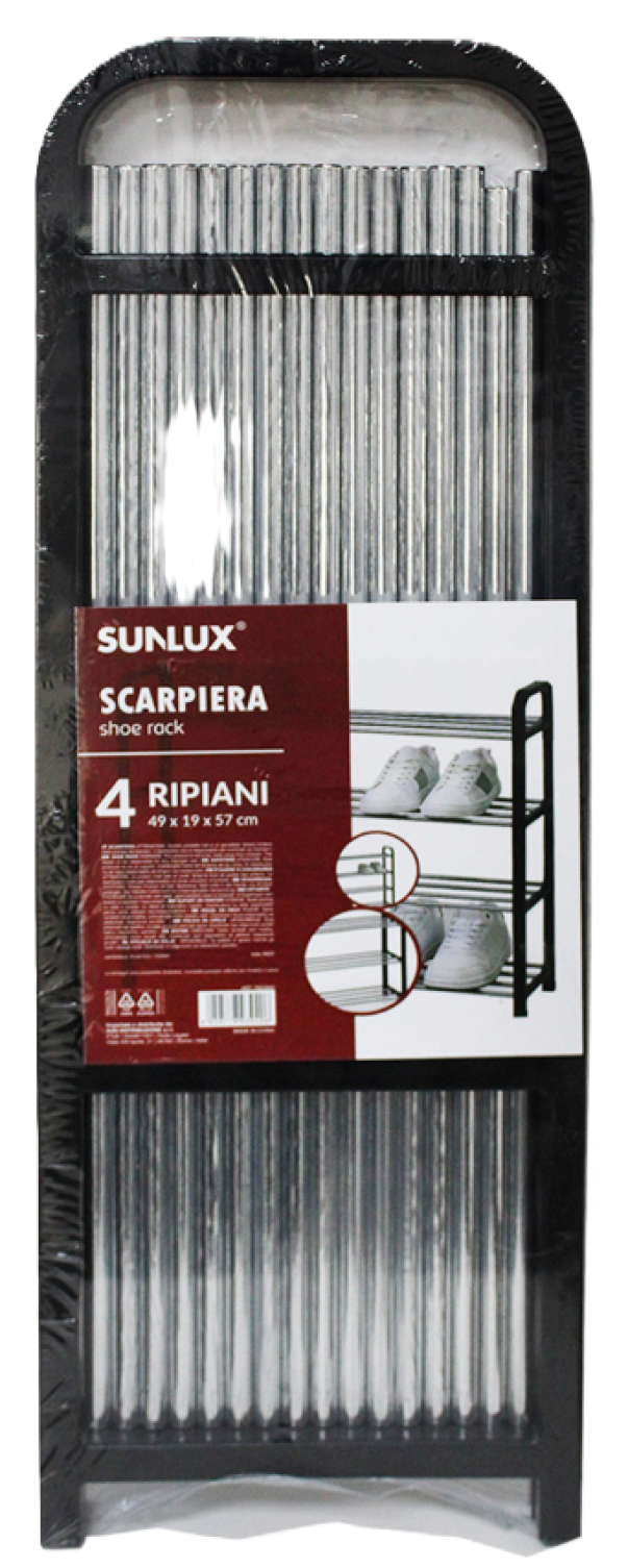 Scarpiera in ferro 4 ripiani 49x19x57cm