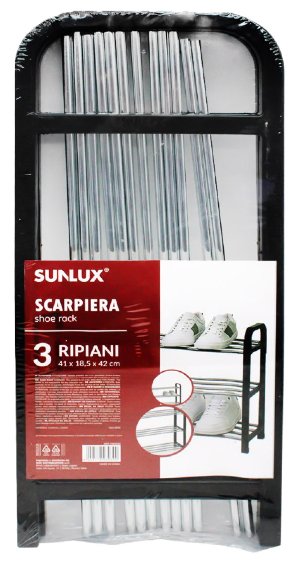 Scarpiera in ferro 3 ripiani 41x18.5x42cm