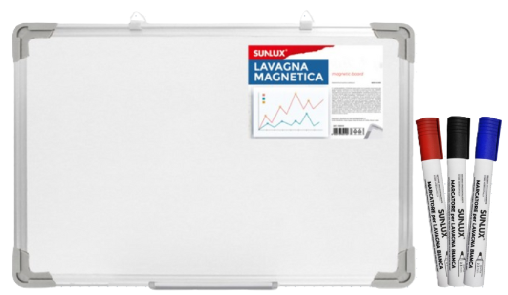 Lavagna magnetica 40x60cm e marcatore lavagna da 3 colori