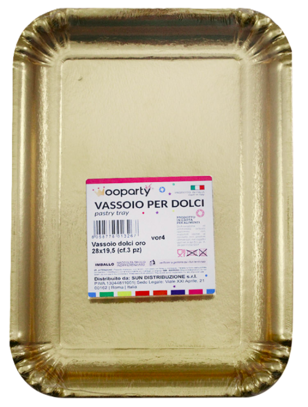 Vassoio per dolci oro 28 x 19,5cm cm 12 pz.