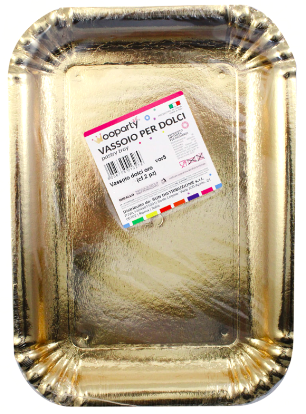 Vassoio per dolci oro 30,5 x 21,5cm 12 pz.