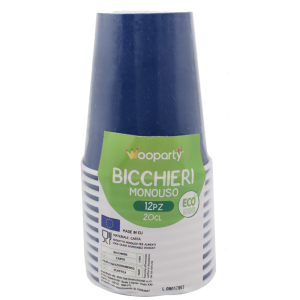 Bicchieri carta monouso blu 200ml 12 pezzi