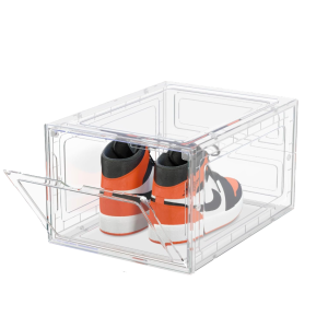 Box scarpiera cassettiera modulare trasparente, box per scarpe con chiusura a calamita 34x27x19cm, confezione da 1