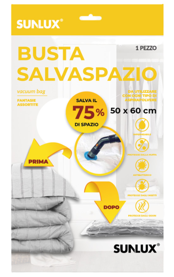 Buste salvaspazio 4pz. fantasia farfalle 50x60cm e pompetta sottovuoto rosa