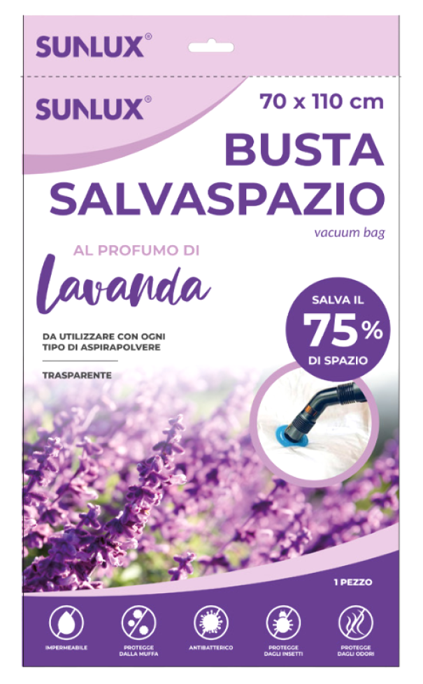 Buste salvaspazio 4pz. trasparenti 70x110 e pompa sottovuoto rosa