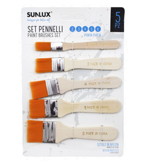 Set Pennelli punta pianta 2 3 4 5 6 setole in Nylon 5 pezzi